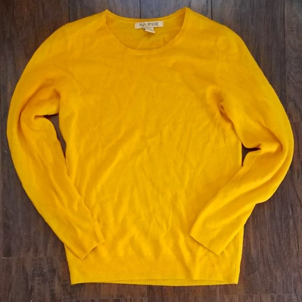 Ava Paige Women Sweater Goldenrod Yellow Crewneck